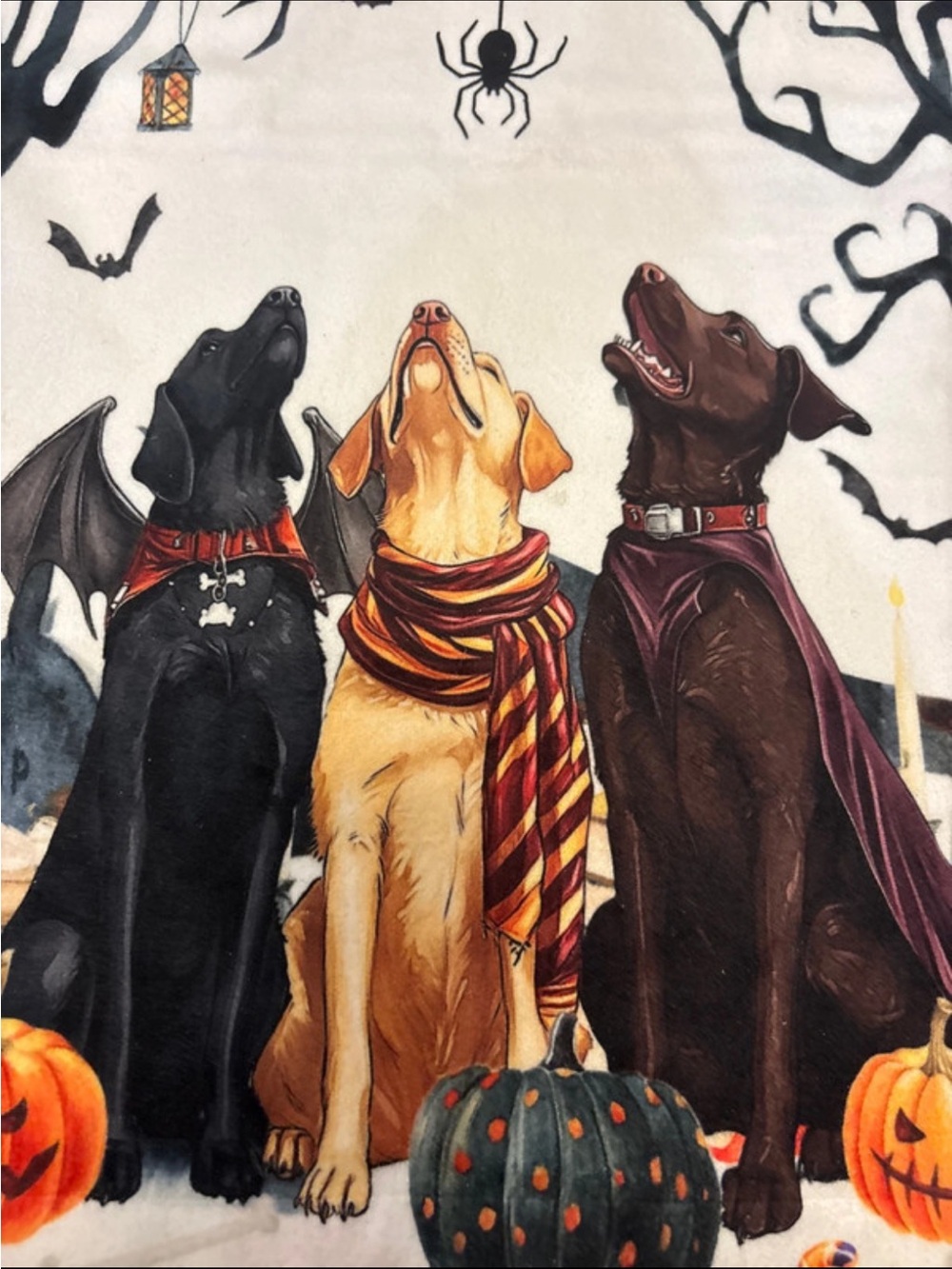 Halloween dogs Hand towell- Festive Black, Yellow, Brown Design